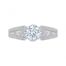 Shah Luxury 14K White Gold Round Diamond Engagement Ring with Split Shank (Semi-Mount)
