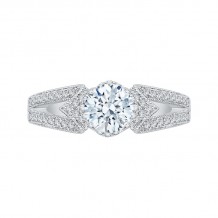 Shah Luxury 14K White Gold Round Diamond Engagement Ring with Split Shank (Semi-Mount)