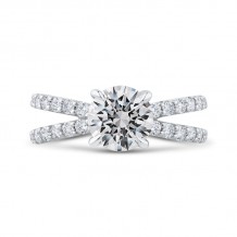 Shah Luxury 14K White Gold Round Diamond Split Shank Engagement Ring (Semi-Mount)