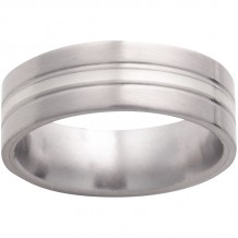 Titanium Flat Band with 1mm Sterling Silver Inlay, Two .5mm Grooves and Satin Finish
