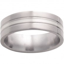 Titanium Flat Band with 1mm Sterling Silver Inlay, Two .5mm Grooves and Satin Finish
