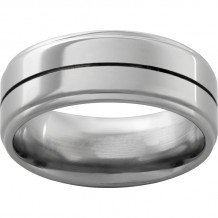 Titanium Flat Band with One .5 mm Groove and Polish Finish