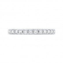 Shah Luxury Round Cut Diamond Half-Eternity Wedding Band In 14K White Gold