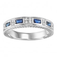 14k White Gold 1/2ct Diamond and Sapphire Wedding Band
