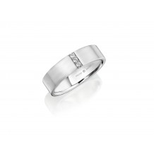 Henri Daussi 6mm Men's Wedding Band  Platinum White 0.08 Ctw.