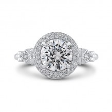 Shah Luxury Round Diamond Double Halo Engagement Ring In 14K White Gold (Semi-Mount)