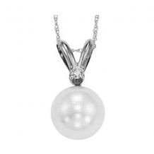 Gems One 14Kt White Gold Diamond (1/50Ctw) & Pearl (1/2 Ctw) Pendant