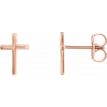 14K Rose 10 mm Cross Earrings