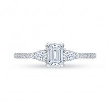 Shah Luxury 18k White Gold Diamond Promezza Engagement Ring with Emerald Center