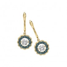14K Yellow Gold 1/2ct Blue & White Diamond Rhythm Of Love Earrings