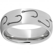 Serinium Domed Band with Hook Laser Engraving