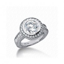 14k White Gold Diamond Semi-Mount Antique Engagement Ring