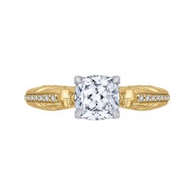 Shah Luxury 14K Two-Tone Gold Cushion Diamond Engagement Ring (Semi-Mount)