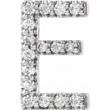 14K White .06 CTW Diamond Single Initial E Earring