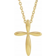 14K Yellow 14.65x11.2 mm Cross 16-18 Necklace