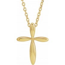 14K Yellow 14.65x11.2 mm Cross 16-18 Necklace