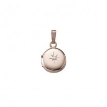 14K White Gold .01ct Diamond engraved Round Child's Locket