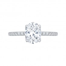 Shah Luxury 14K White Gold Oval Diamond Floral Engagement Ring (Semi-Mount)