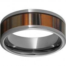 Rugged Tungsten  8mm Pipe Cut Band with Orange Patina Copper Inlay