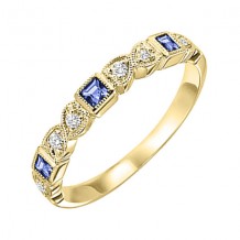 Gems One 14Kt Yellow Gold Diamond (1/10Ctw) & Sapphire (1/6 Ctw) Ring