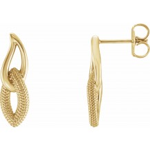 14K Yellow Beaded Drop Earrings