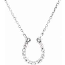 14K White .07 CTW Diamond Horseshoe 16 Necklace