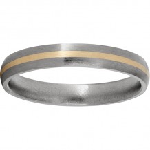 Titanium Domed Band with a 1mm 14K Yellow Gold Inlay and Satin Finish