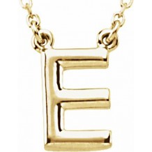 14K Yellow Block Initial E 16 Necklace