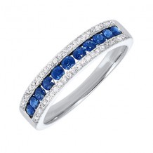 Gems One 14Kt White Gold Diamond (1/8Ctw) & Sapphire (1/2 Ctw) Ring