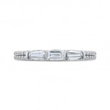 Shah Luxury 14K White Gold Round & Baguette Diamond Wedding Band