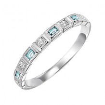 Gems One 14Kt White Gold Diamond (1/10Ctw) & Blue Topaz (1/6 Ctw) Ring