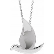 14K White Holy Spirit Dove 16-18 Necklace