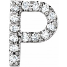 14K White .06 CTW Diamond Single Initial P Earring