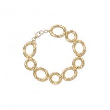 14K Yellow Gold Oval & Round Wavy Bracelet