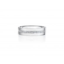 Henri Daussi 6mm Men's Wedding Band  Platinum White 0.69 Ctw.