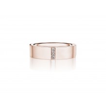 Henri Daussi 6mm Men's Wedding Band MB132 14k Gold Rose B 0.04 Ctw, W 0.03 Ctw Black Diamond, White Diamond