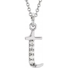 14K White .025 CTW Diamond Lowercase Initial t 16 Necklace