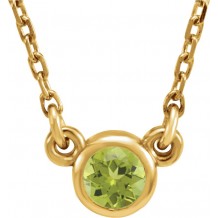 14K Yellow 4 mm Round Peridot Bezel-Set Solitaire 16 Necklace