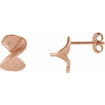 14K Rose Twisted Stud Earrings with Backs