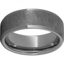 Rugged Tungsten  8mm Beveled Edge Band with Sentinel Finish