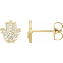 14K Yellow 1/5 CTW Diamond Hamsa Earrings