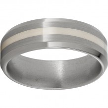 Titanium Beveled Edge Band with a 2mm Sterling Silver Inlay and Satin Finish