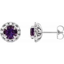 14K White Amethyst & 1/3 CTW Diamond Earrings