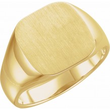 14K Yellow 14x14 mm Square Signet Ring