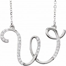 14K White 1/10 CTW Diamond Initial W 16 Necklace