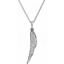 14K White 1/5 CTW Diamond Feather 16-18 Necklace