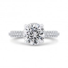 Shah Luxury 14K White Gold Round Cut Diamond 3/4 Run Engagement Ring (With Center)