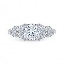Shah Luxury 18k White Gold Diamond Carizza Semi Mount Engagement Ring to fit Round Center