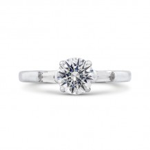 Shah Luxury 14K White Gold Round Diamond Engagement Ring (Semi-Mount)