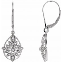 14K White 1/6 CTW Diamond Granulated Filigree Earrings